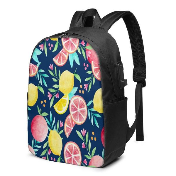 

backpack school lapcolorful fruits 17 inch travel multi usb charger bag