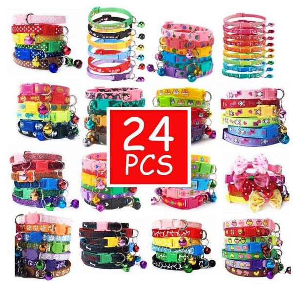 

cat collars & leads wholesale 24pcs with bell collar gato rojo collier chat neck strap fashion adjustable camo pet dog