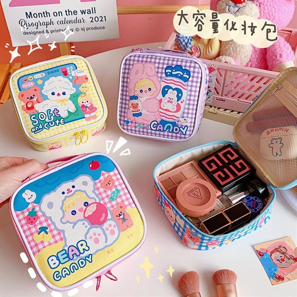 

cosmetic bags & cases japanese kawaii bag female cartoon large capacity pu makeup travel wash beauty storage case mo102