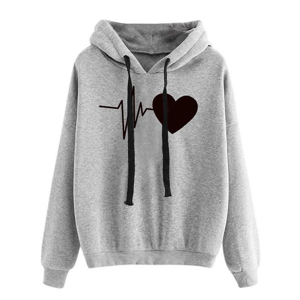 

women's t-shirt summer round neck casual loose valentines day unique heart hoodie sweatshirt pullover long sleeved comfortable, White