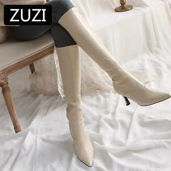 

boots zuzi 2021 autumn and winter high-tube retro thick-heeled western cowboy female knight but knee long women's, Black