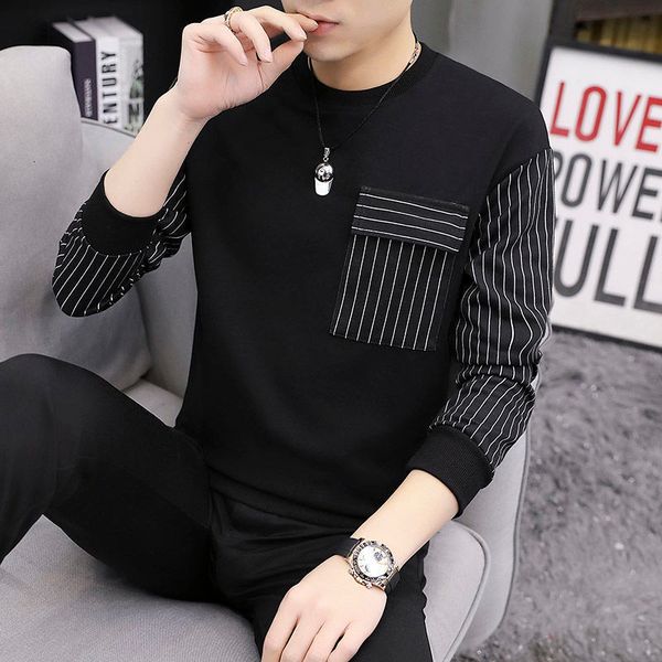 

men's t-shirts long-sleeve male shirt, long-sleeve british blouse, spring clothing xlp0, White;black