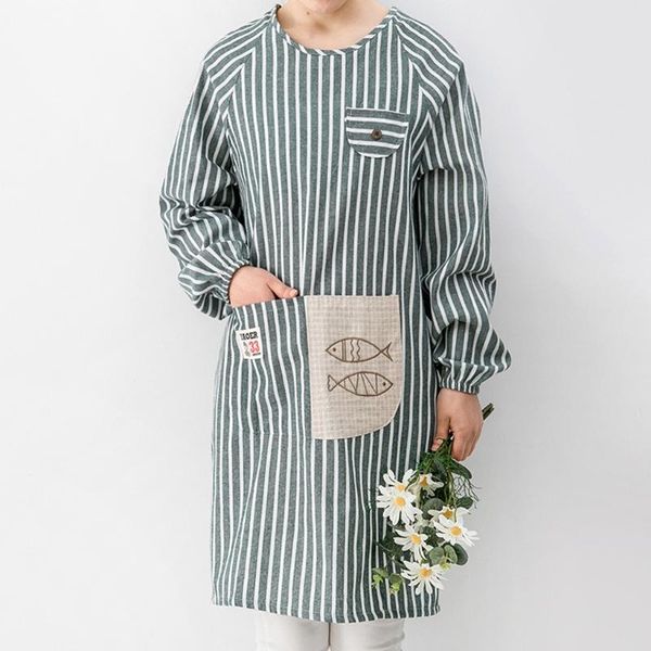 

long-sleeved aprons with pockets for women cooking and baking bbq creating art u2jc