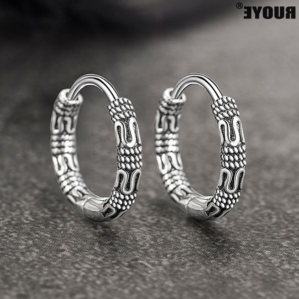 

vintage 925 sterling silver hoop earrings pattern earring for women jewelry korea, Golden