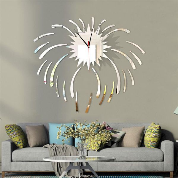 

wall clocks flame tassel creative self-assembly clock diy modern home decoration numbers battery powered frameless mirror stickers