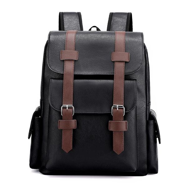 

backpack product european and american style trendy men's pu soft surface large-capacity student bag fashion casual