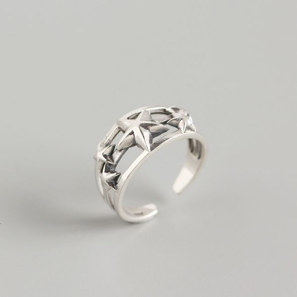 

tyj0297 us s925 silver ins wind geometry pentagram design ring