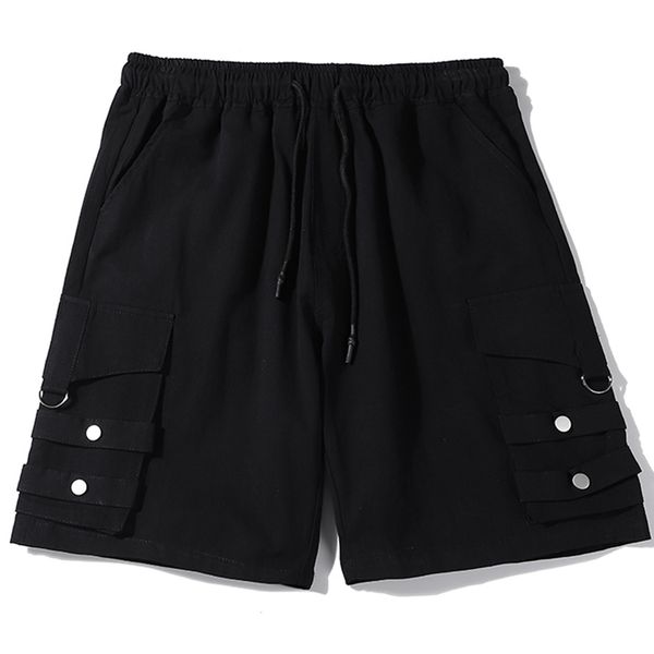 

aelfric 2021 new eden hip hop cargo men streetwear joggers side pockets summer loose casual shorts hipster baggy pants 75hy, White;black
