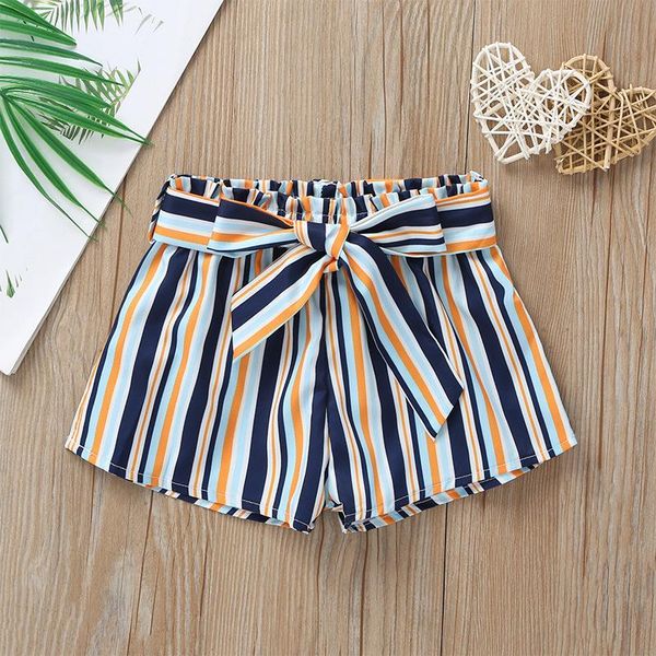 

shorts 2021 striped cotton summer kid clothes for baby girl mid-waist drawstring casual pants pantalones, Black