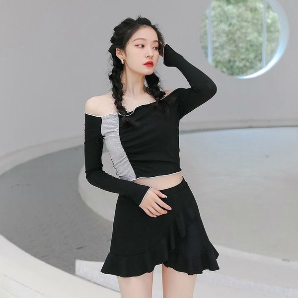 

one-piece suits swimsuit separate female fused push up bikini tankini plus size sets summer 2021 split skirt slim print polyester sierra