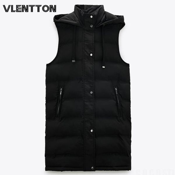 

women's jackets 2021 autumn winter women fashion pocket soft padded cotton jacket coat female vintage sleeveless hooded outerwear chic, Black;brown