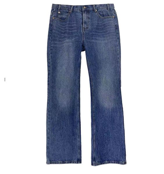 

men's jeans self made blue denim with micro wash pattern