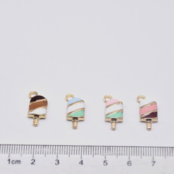 

10pcs/lot 7*18mm summer cool popsicle enamel charms oil drop pendant light golden base fashion jewelry accessories diy handmade, Bronze;silver