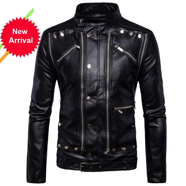 

New Quality Overcoat Men's Street Windbreaker Coat Plush Men Leather Locomotive Fur Clothing Pu Jacket Eurocode Size Zsh4 3PFC, Black