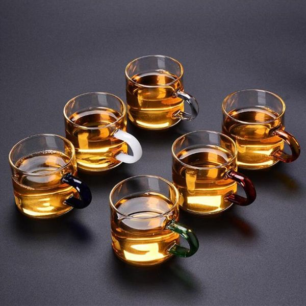 

110ml transparent glass cup set heat-resistant cup anti-scalding tasting set ear