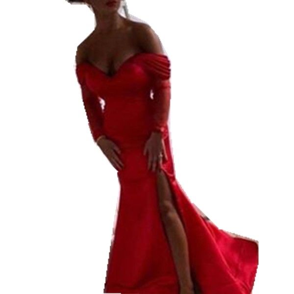 

red mermaid prom dresses split long sweetheart evening formal party gowns, Black