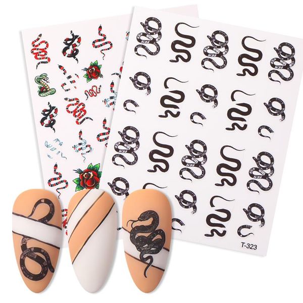 

stickers & decals 1pc black snake nail art sticker chinese dragon phoenixs decal adhesive decorations