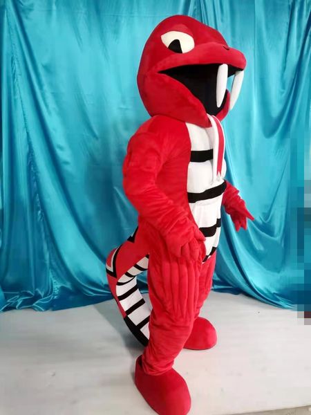 Rotes Schlangenkobra-Maskottchenkostüm für Werbung für Party-Cartoon-Charakter-Maskottchenkostüme, kostenloser Versand, Unterstützung der Anpassung