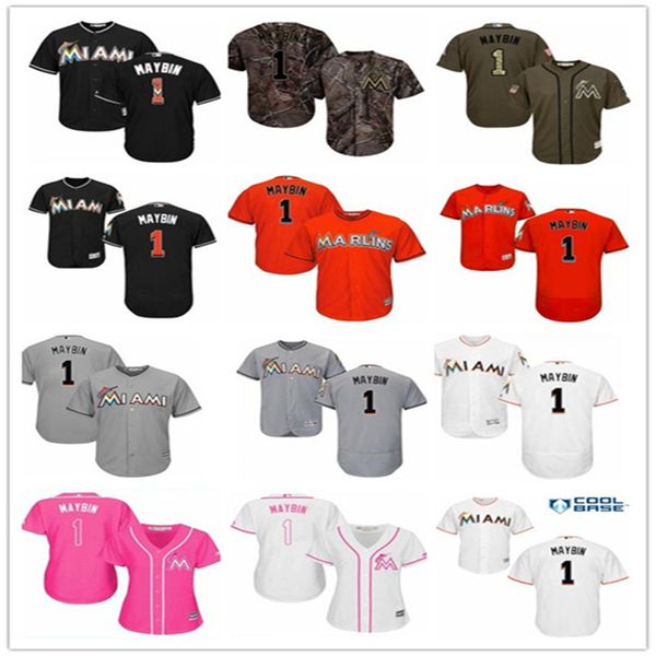 

miami baseball jersey men women youth marlin yelley jersey 1 cameron maybin baseball wear red white size s-xxl, Blue;black