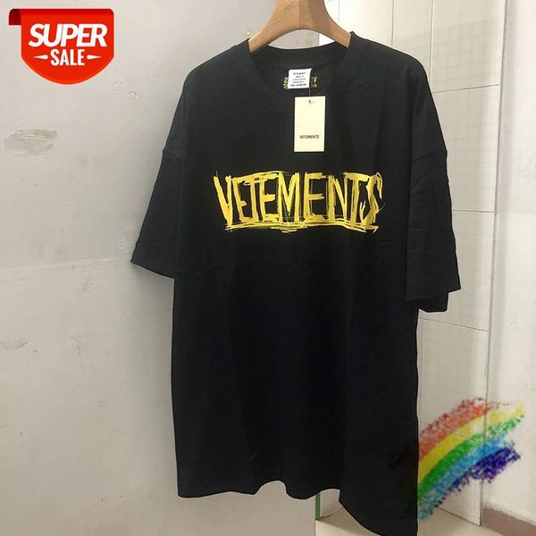 

yellow graffiti letters oversize vetements t shirt men women 1:1 world tour city coordinates vetements tees t-shirts #w16h, White;black