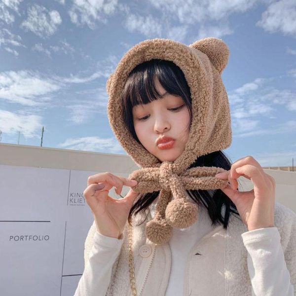 

beanie/skull caps 2021 est skullies & beanies cartoon cute bear ear novelty hats keep warm winter outdppr women casual plush hat scarf set, Blue;gray