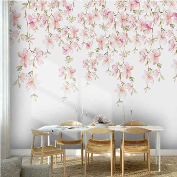 

wallpapers drop custom 3d po wallpaper nordic minimalist watercolor flowers small fresh bedroom wall decoration mural