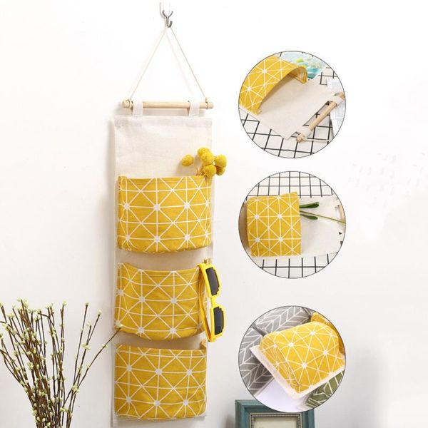 

storage bags 3 grids wall hanging organizer bag containing toys decor pocket pouch 2021