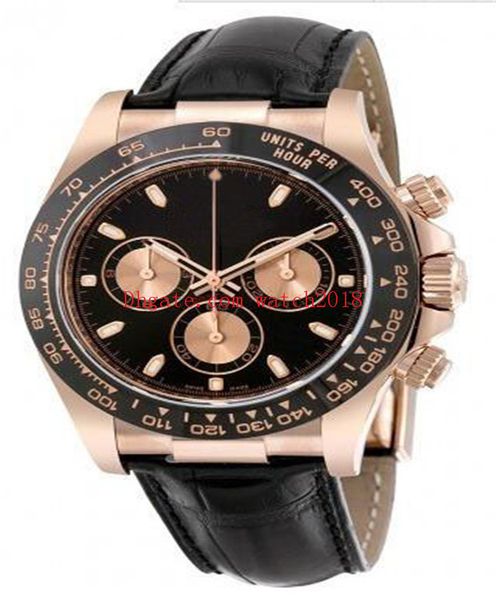 

luxury watches 40mm 116518 116515 116519 diamond white black dial mechanical automatic black brown leather strap men's wristwatches, Slivery;brown