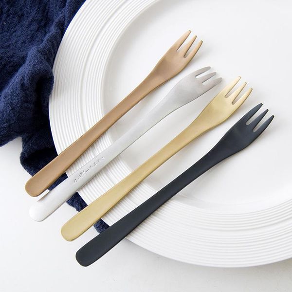 

1pc ins nordic fruit fork 304 stainless steel matte minimalist dessert fork household home cake tableware eco-friendly 14*1.5cm