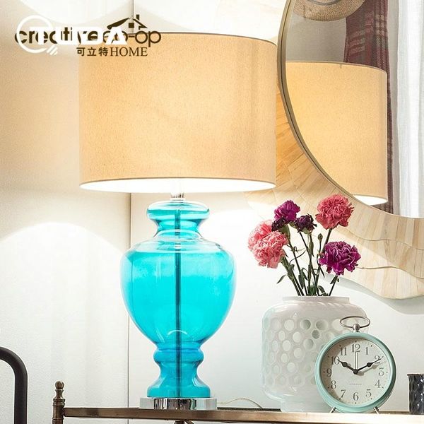 

table lamps tuda american style blue clear glass lamp for bedroom living room bedside bottle base bed side