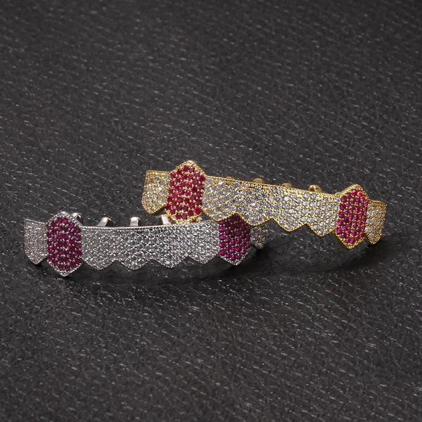 

selling hip hops rap nightclub accessories teeth grillz micro-inlaid zircon single row 8 tooth decorative gold braces, Black