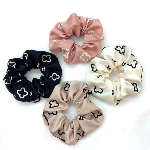 

scrunchies hairbands solid satin hair bands large intestine hair ties ropes girls ponytail holder hair accessories designs 4pcs, Pink