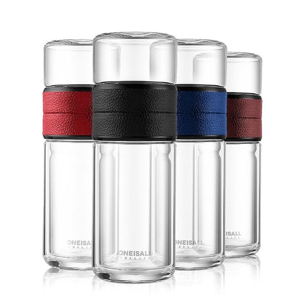 

water bottles 520ml design double walled glass with infuser business bottle for portable man travel