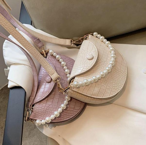 

shoulder bags crocodile pattern pearl tote 2021 pu leather women's designer handbag travel messenger bag