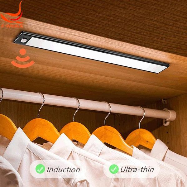 

cabinet light 20/40/60cm kitchen led lights pir motion sensor usb rechargeable closet lamp magnetic base night