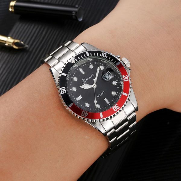 

wristwatches water ghost geneva mens watches fashion quartz watch bracelet stainless steel green luxury clock relogio masculino, Slivery;brown