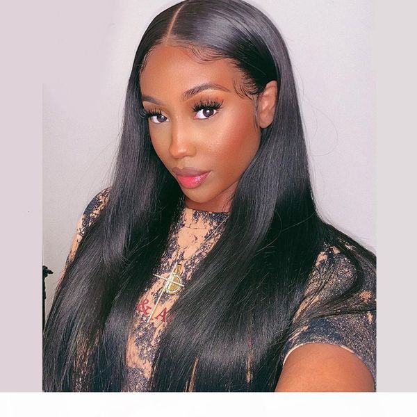 

malaysian silky straight silk base full lace wig middle part human hair wigs glueless silk wigs bleached knots 130% density, Black;brown