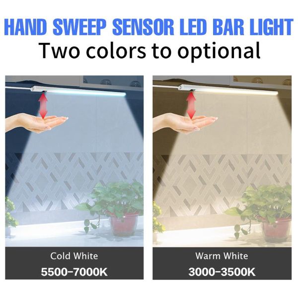 

under cabinet light bar usb night led hand sweep sensor closet lamp pir 20 30 40 50 cm smart kitchen