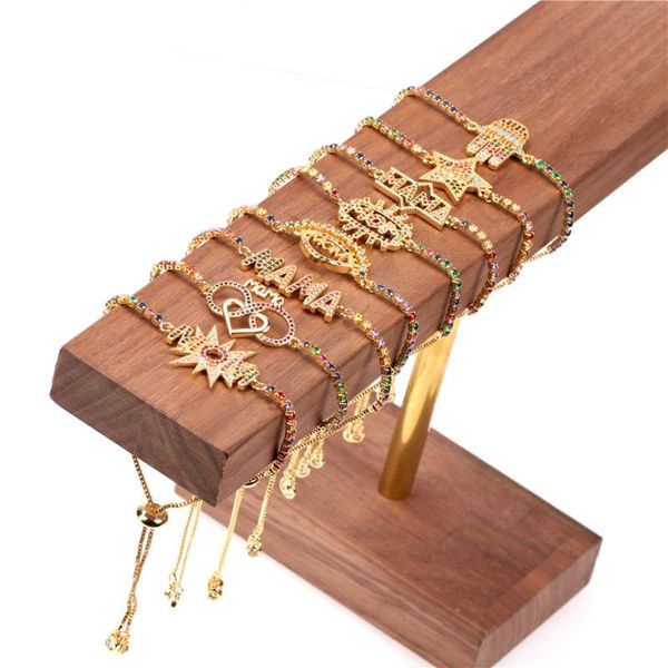 

charm bracelets faceins letter bracelet for mothter alphabet colored zircon pull-out mama mother's day gifts jewelry, Golden;silver