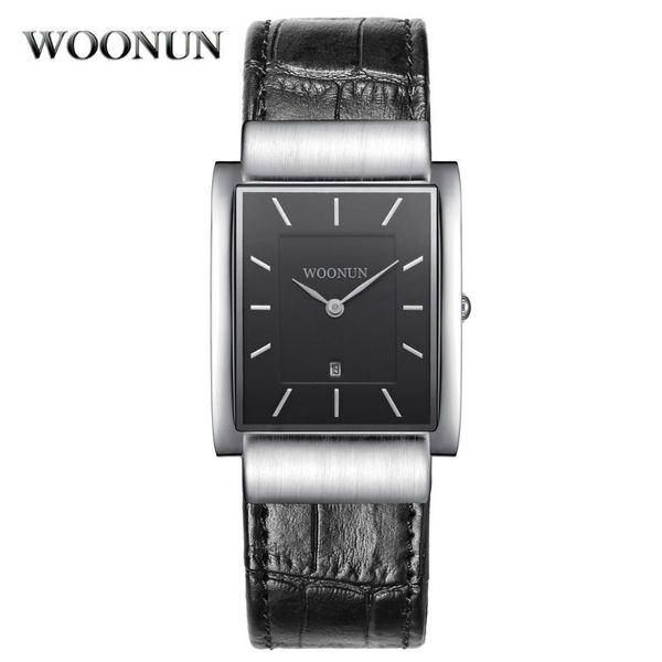 

wristwatches 2021 fashion simple men watches rectangle leather strap quartz ultra thin horloges mannen, Slivery;brown