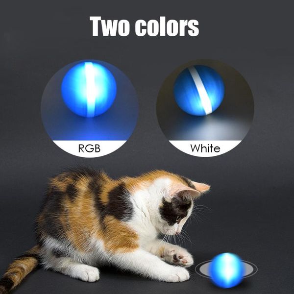 

cat toys electric rolling pet ball toy dog usb rechargeable led flash jumping luminous smart for dogs waterproof