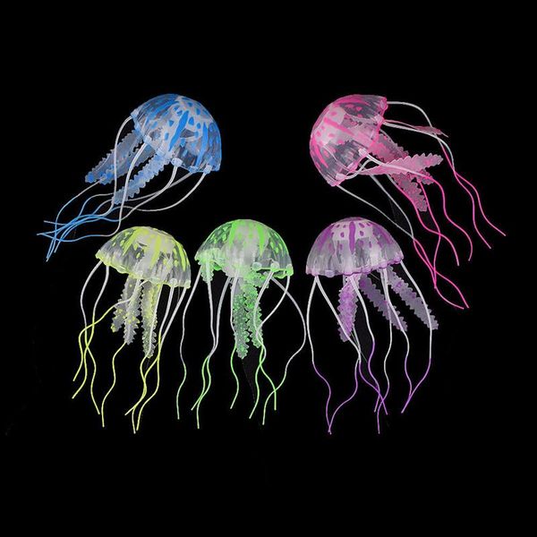 

decorations 5pcs glowing effect artificial fake fluorescent jellyfish aquarium fish tank aquario underwater decoration ornament accessory