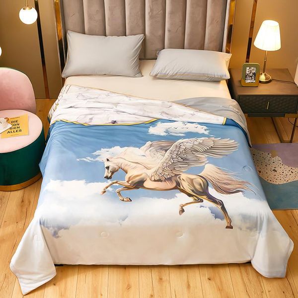 

comforters & sets washed cotton summer cool feeling blanket at home, skin-friendly printing, fashionable sleeping quilt decorated bedroom