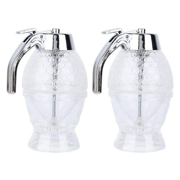 

storage bottles & jars 2pcs honey dispenser non-drip syrup with stand cup jar special pot for