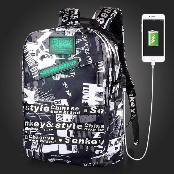 

backpack letter print travel daypack shoulder school bag boys lapmen fashion rucksack college bookbag