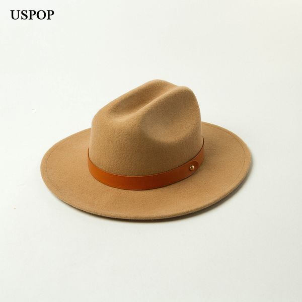 

2021 new women autumn winter hats 100% wool fedoras belt decorated jazz hat iasv, Blue;gray