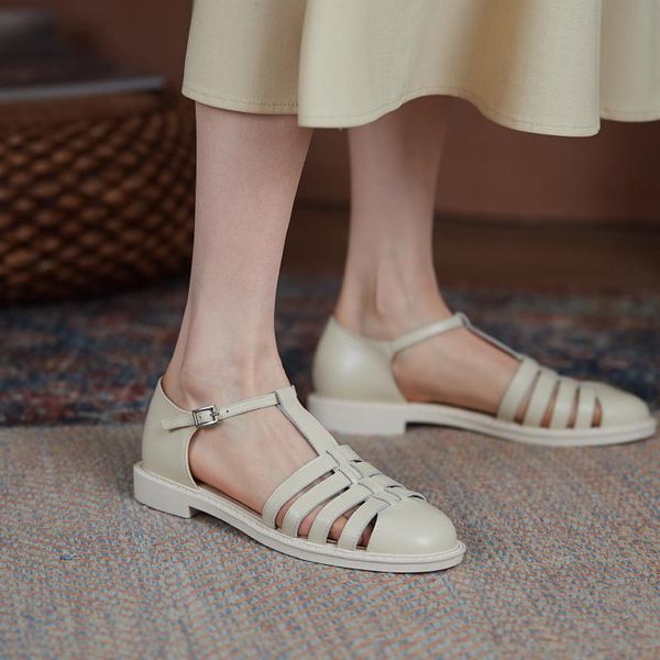 

sandals qzyerai summer women genuine leather cowhide black comfortable beach shoes roman style