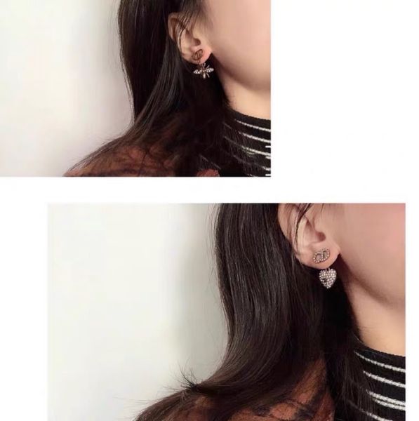 

aaa designer jewelry new s925 silver needle letter bee five pointed star back hanging earrings and earrings, Golden