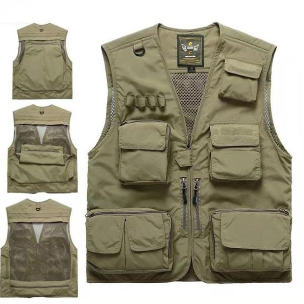 

men's vests casual vest travel tactical sleeveless jacket summer multi-pocket waistcoat quick dry fishing pographer 6xl 7xl, Black;white