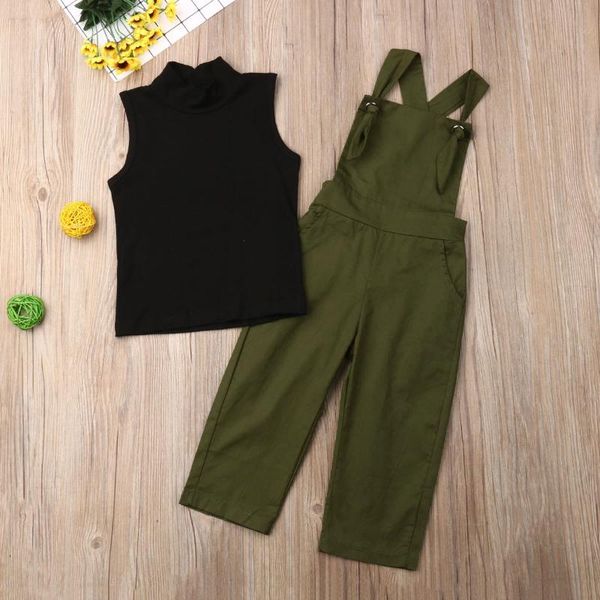 

clothing sets baby & children's 2-7years fashion kids girl clothes sleeveless vest +bib long pants outfit set, White